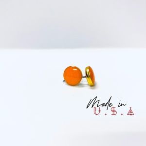 Round Gold Base Earring - Spring Orange
